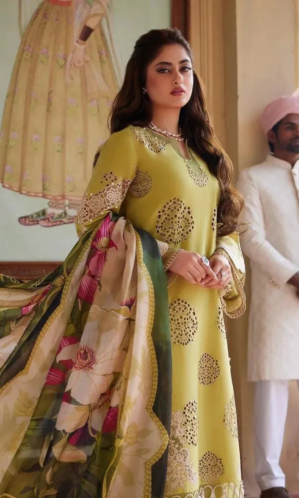 Zeenat - Luxury Jacquard fabric 3PC Chikenkari Heavy Embroidered Suit | Summer Luxe '26