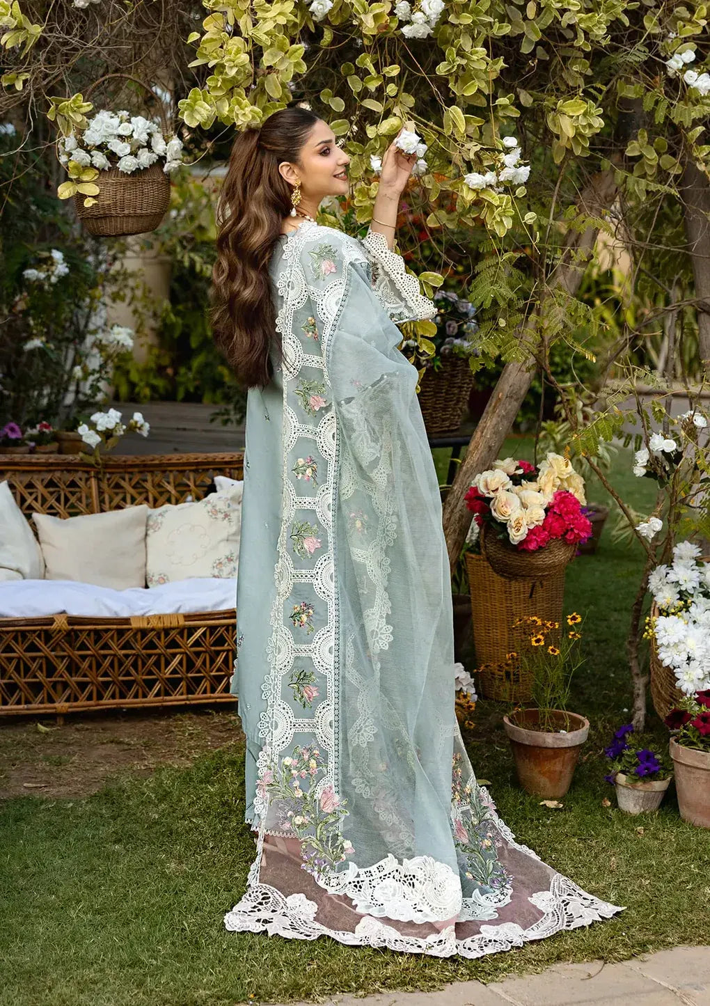 Khushbu - Zf -05 Luxury Lawn Heavy Chikenkari Embroidered 3PC Suit | Zaroon Luxe