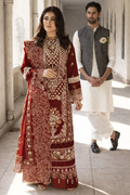 Mahnur Mahroon - Luxury Lawn 3PC Chikenkari Heavy Embroidered Suit | ZF-055  Summer Luxe '26