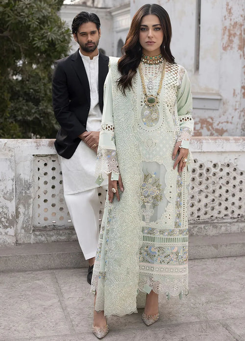 Dastaan by Mahnur - Luxury Dhanak 3PC Chikenkari Heavy Embroidered Suit | ZF-W 026  Zaroon Luxe '26