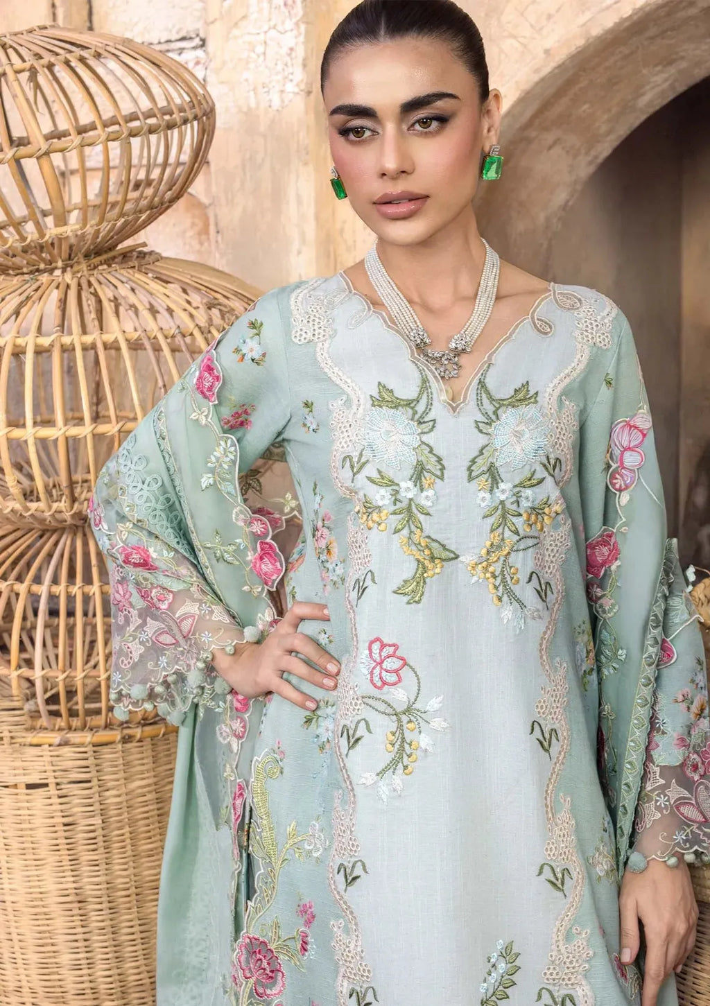 Naz - Luxury Lawn 3PC Chikenkari Heavy Embroidered Suit | ZF-087 Summer Luxe '26