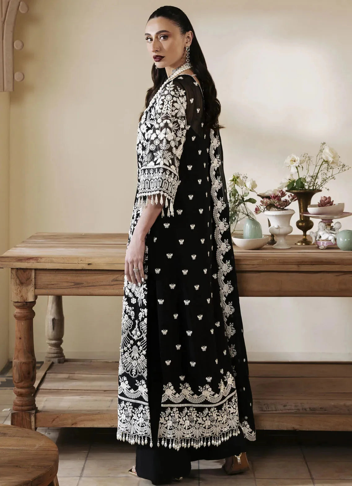 Inara - EA-135 Luxury Dhanak 3PC Chikenkari Heavy Embroidered Suit | Winter Luxe '26