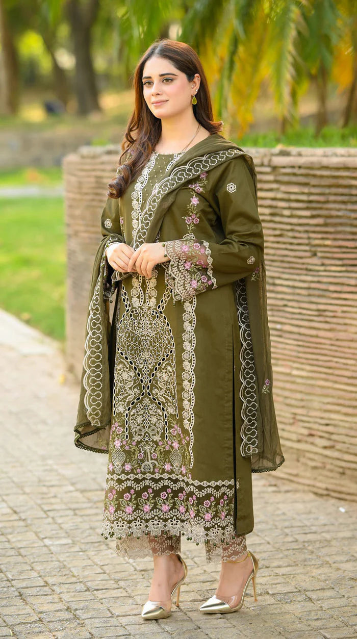 Donya - Luxury Lawn 3PC Chikenkari Heavy Embroidered Suit | EA-089 Summer Luxe '26