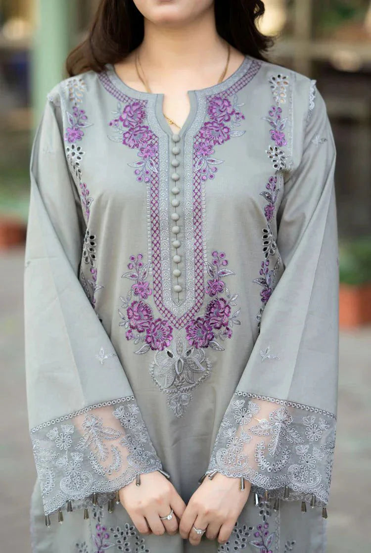 Mahsa - Luxury Lawn 3PC Chikenkari Heavy Embroidered Suit | EA-091 Summer Luxe '26