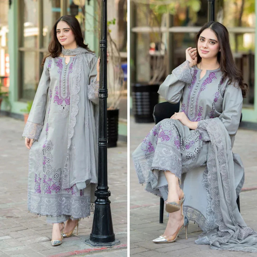 Mahsa - Luxury Lawn 3PC Chikenkari Heavy Embroidered Suit | EA-091 Summer Luxe '26