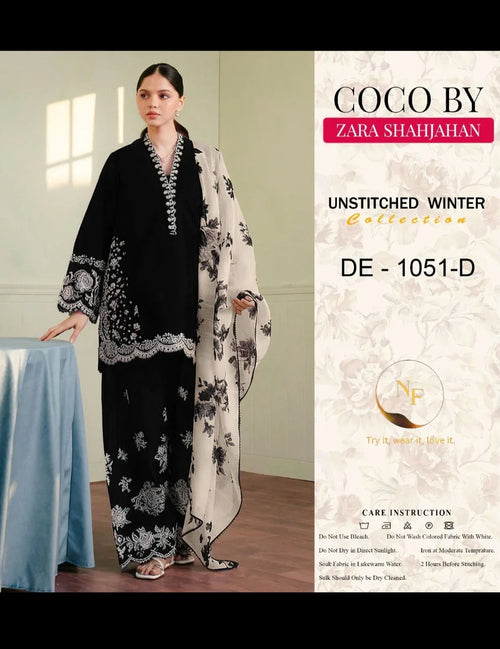 Coco by Zara Shahjahan Kb-105 | Unstitched Luxury Summer Fully Embroidered 3PCS