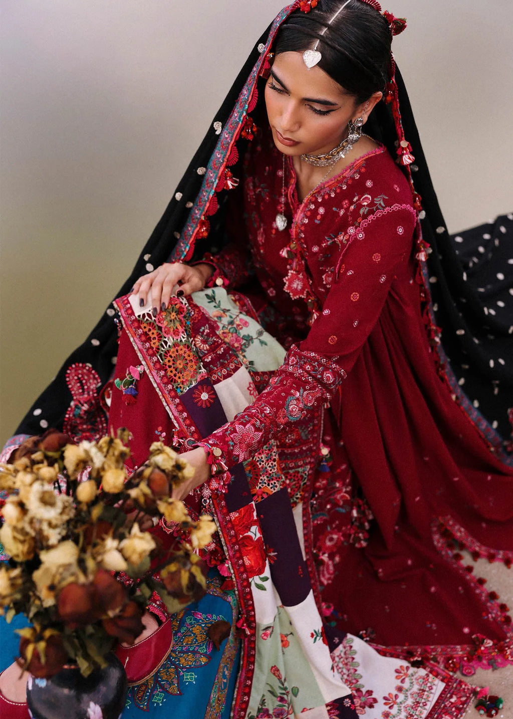 Misbah -ZF 047- Luxury Lawn 3PC Chikenkari Heavy Embroidered Suit | Unstitched Summer Luxe '26