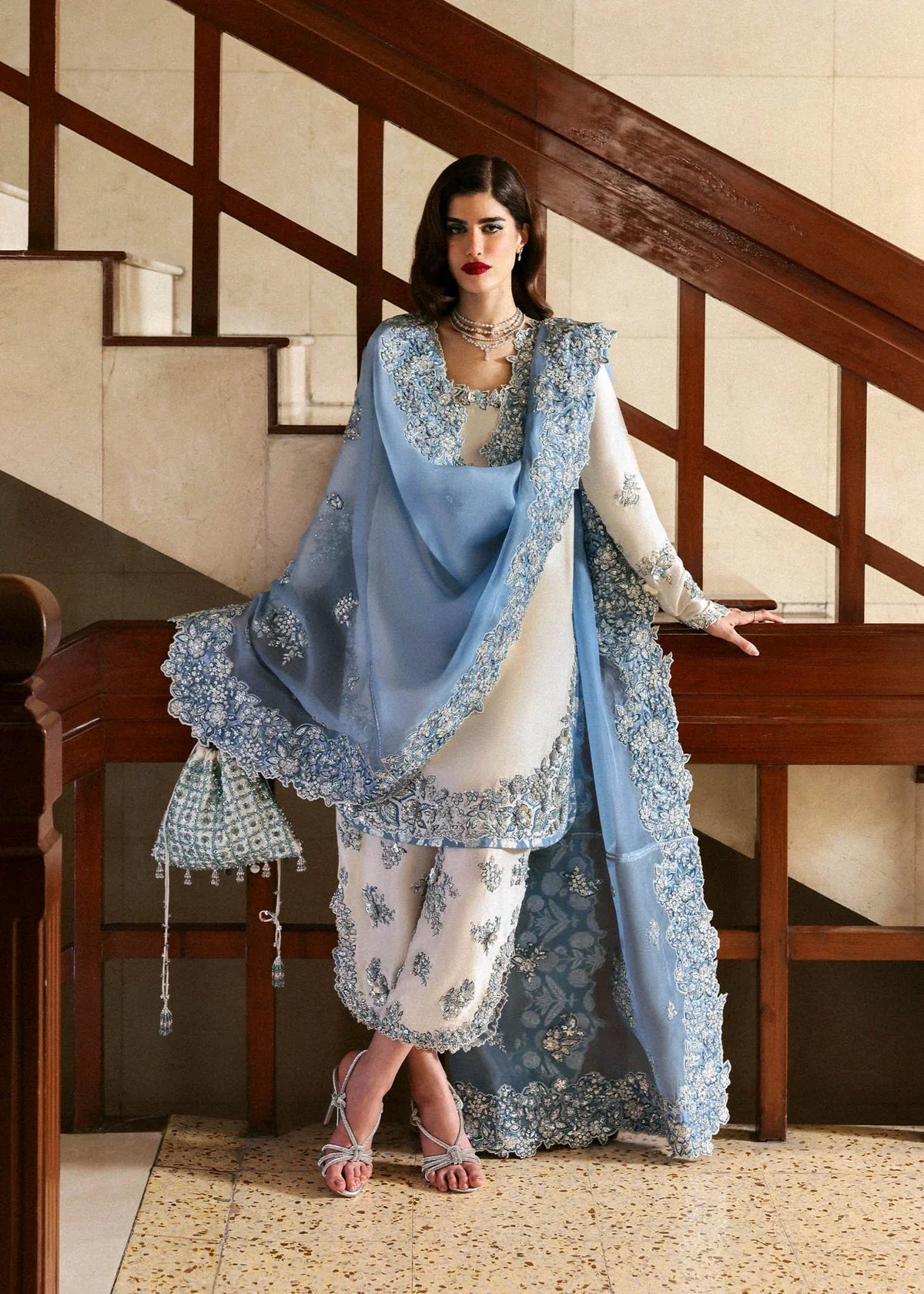 Rehar - Luxury Silk 3PC Chikenkari Heavy Embroidered Suit | EA-W- 121 Luxe '26