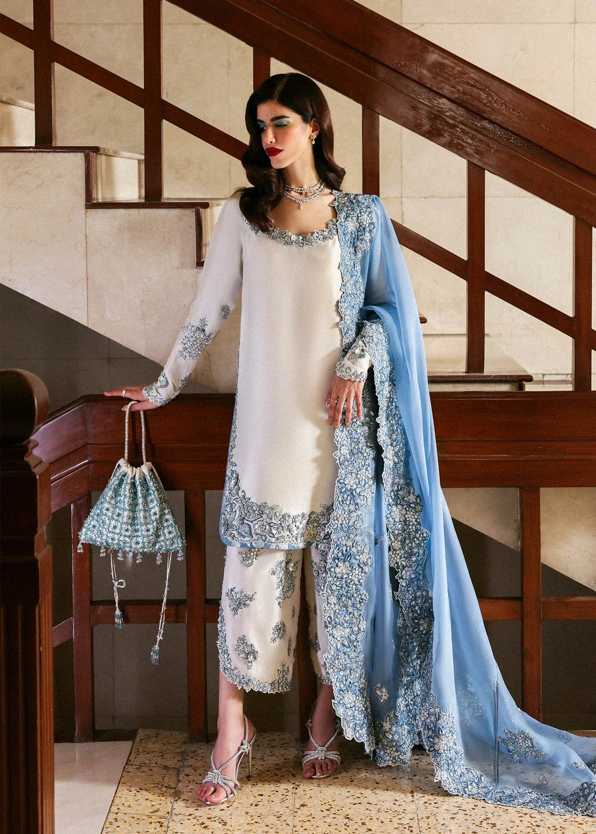 Rehar - Luxury Silk 3PC Chikenkari Heavy Embroidered Suit | EA-W- 121 Luxe '26