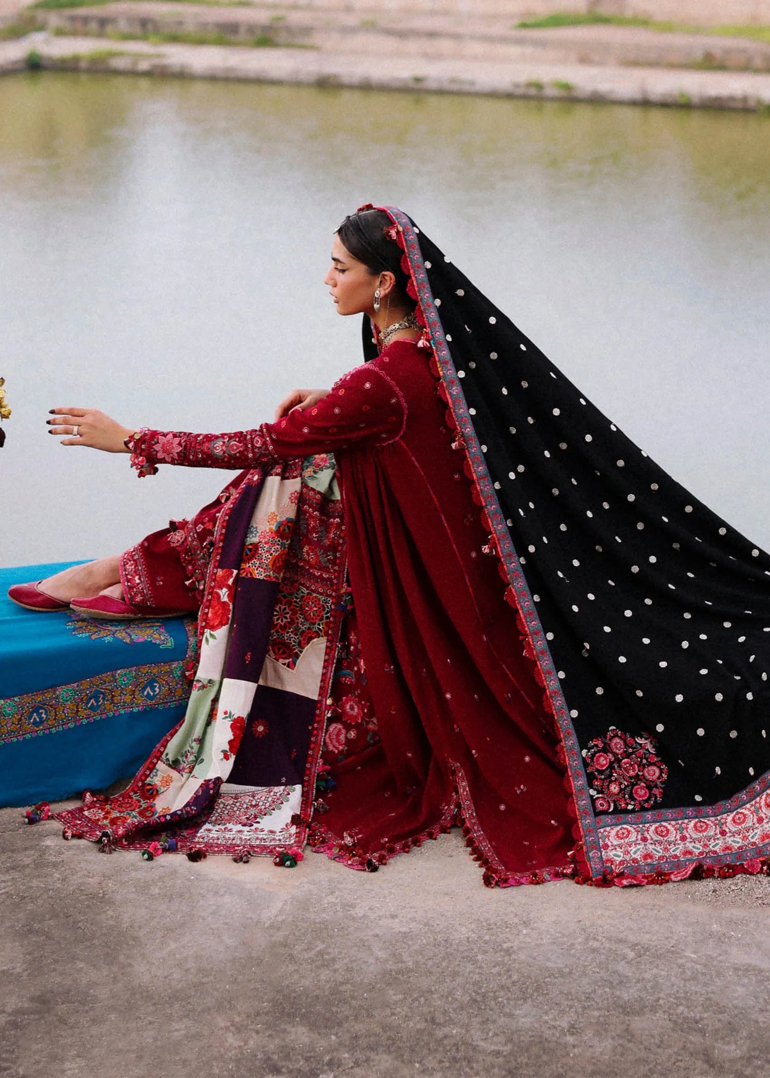 Misbah -ZF 047- Luxury Lawn 3PC Chikenkari Heavy Embroidered Suit | Unstitched Summer Luxe '26